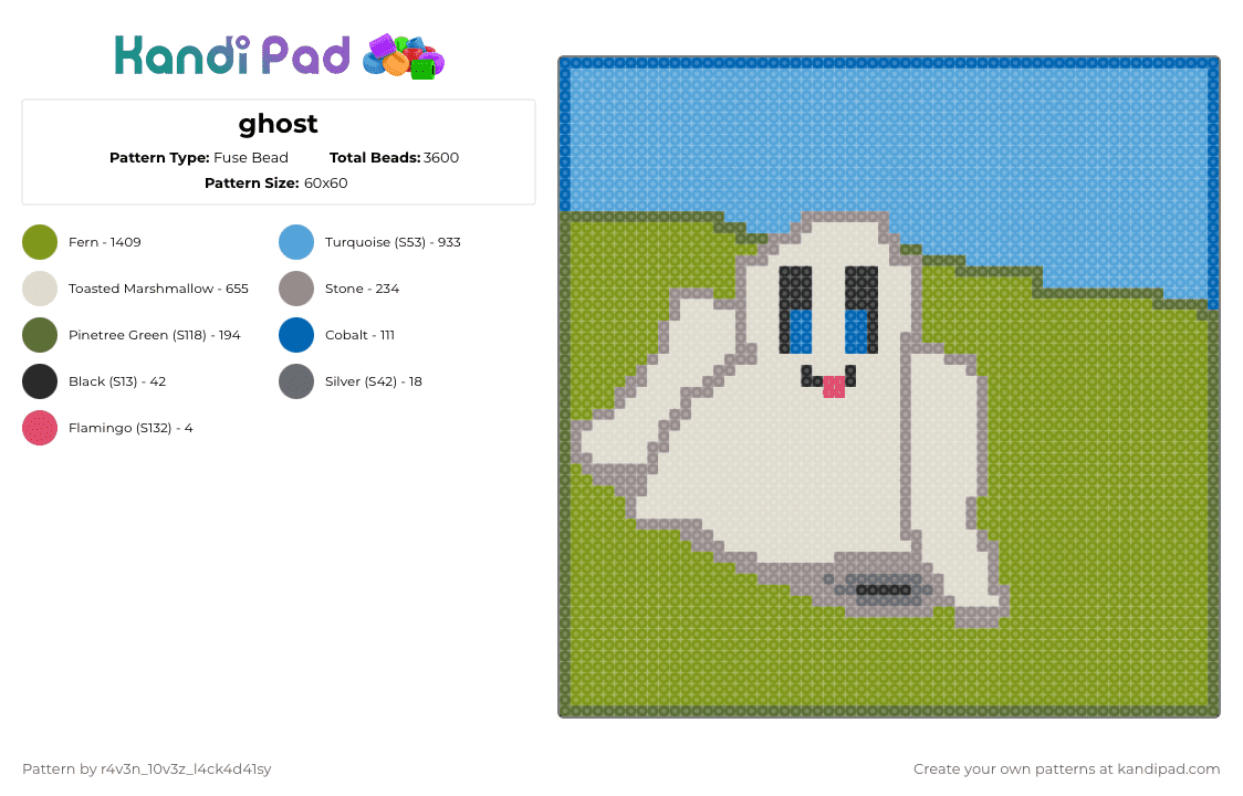 ghost - Fuse Bead Pattern by gl1tch_r4v3n on Kandi Pad - gold,beige,light blue