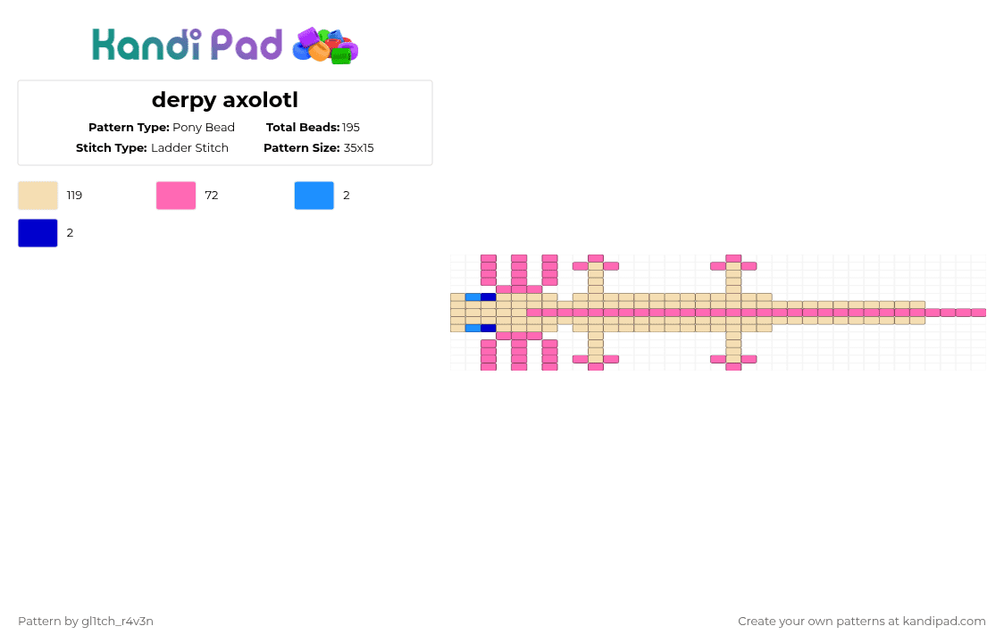 derpy axolotl - Pony Bead Pattern by gl1tch_r4v3n on Kandi Pad - beige,pink