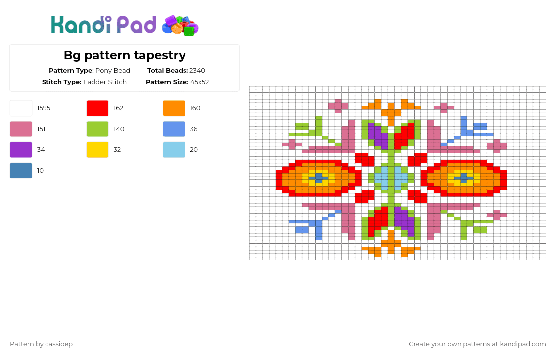 Bg pattern tapestry - Pony Bead Pattern by cassioep on Kandi Pad - white,orange,green,colorful