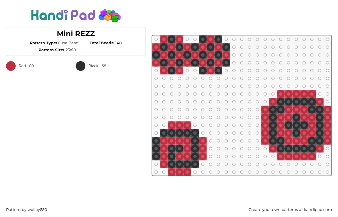 Mini REZZ - Fuse Bead Pattern by wolfey550 on Kandi Pad - rezz,hypnotic,dj,music,edm,goggles,spiral,red,black