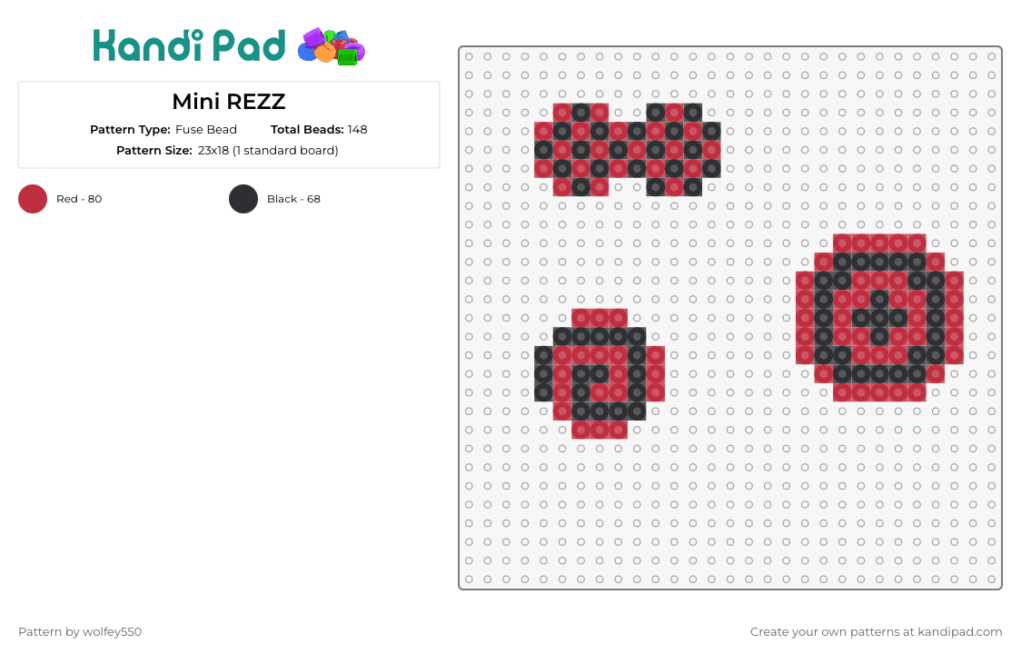 Mini REZZ - Fuse Bead Pattern by wolfey550 on Kandi Pad - rezz,hypnotic,dj,music,edm,goggles,spiral,red,black