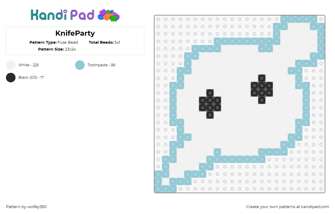 KnifeParty - Fuse Bead Pattern by wolfey550 on Kandi Pad - knife party,dj,music,edm,sharp,edgy,white