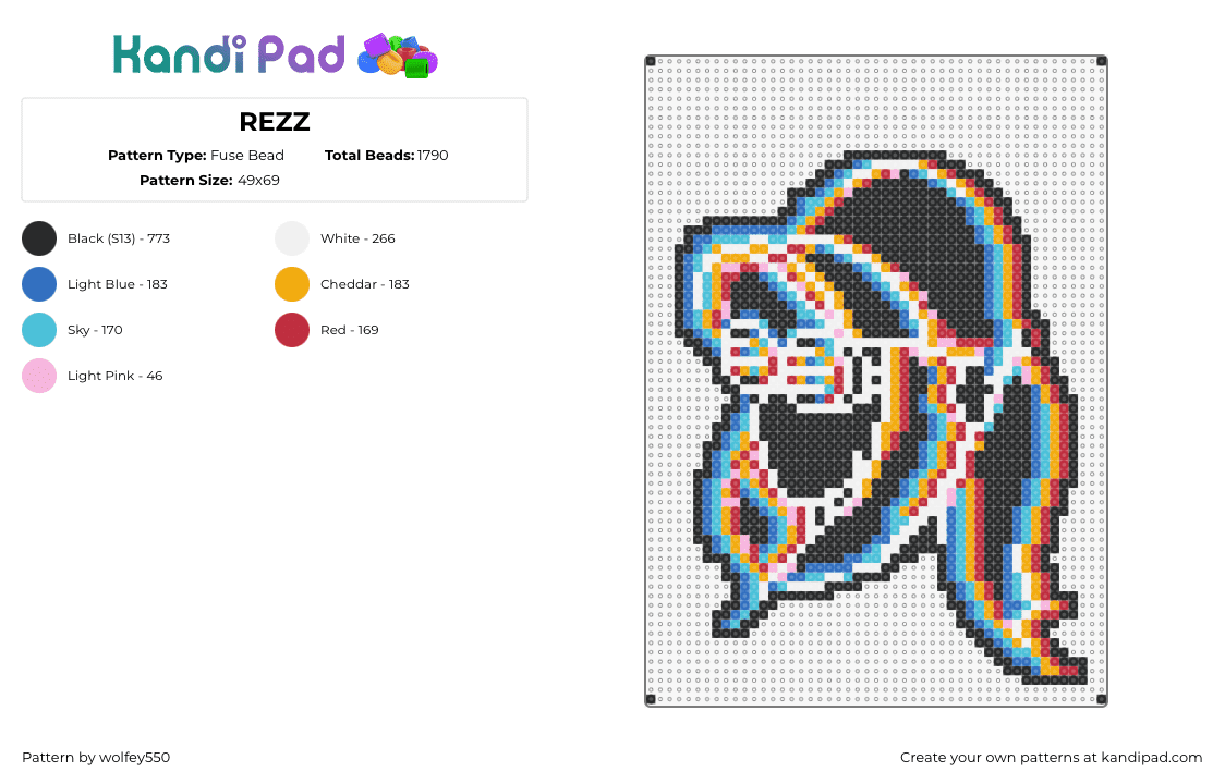 REZZ - Fuse Bead Pattern by wolfey550 on Kandi Pad - rezz,trippy,glitch,dj,music,edm,silhouette,black