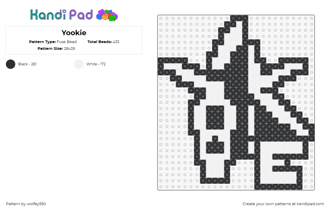 Yookie - Fuse Bead Pattern by wolfey550 on Kandi Pad - yookie,dj,edm,music,logo,rave,festival,black,white