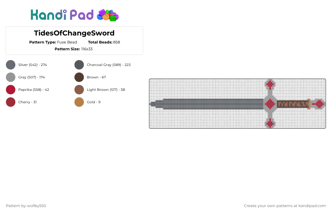 TidesOfChangeSword - Fuse Bead Pattern by wolfey550 on Kandi Pad - 