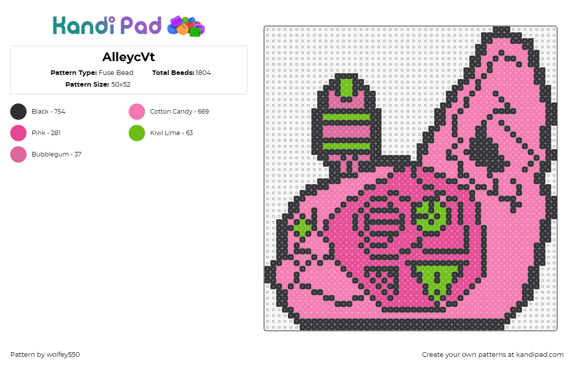 AlleycVt - Fuse Bead Pattern by wolfey550 on Kandi Pad - alleycvt,cyborg,cat,dj,edm,music,robot,pink