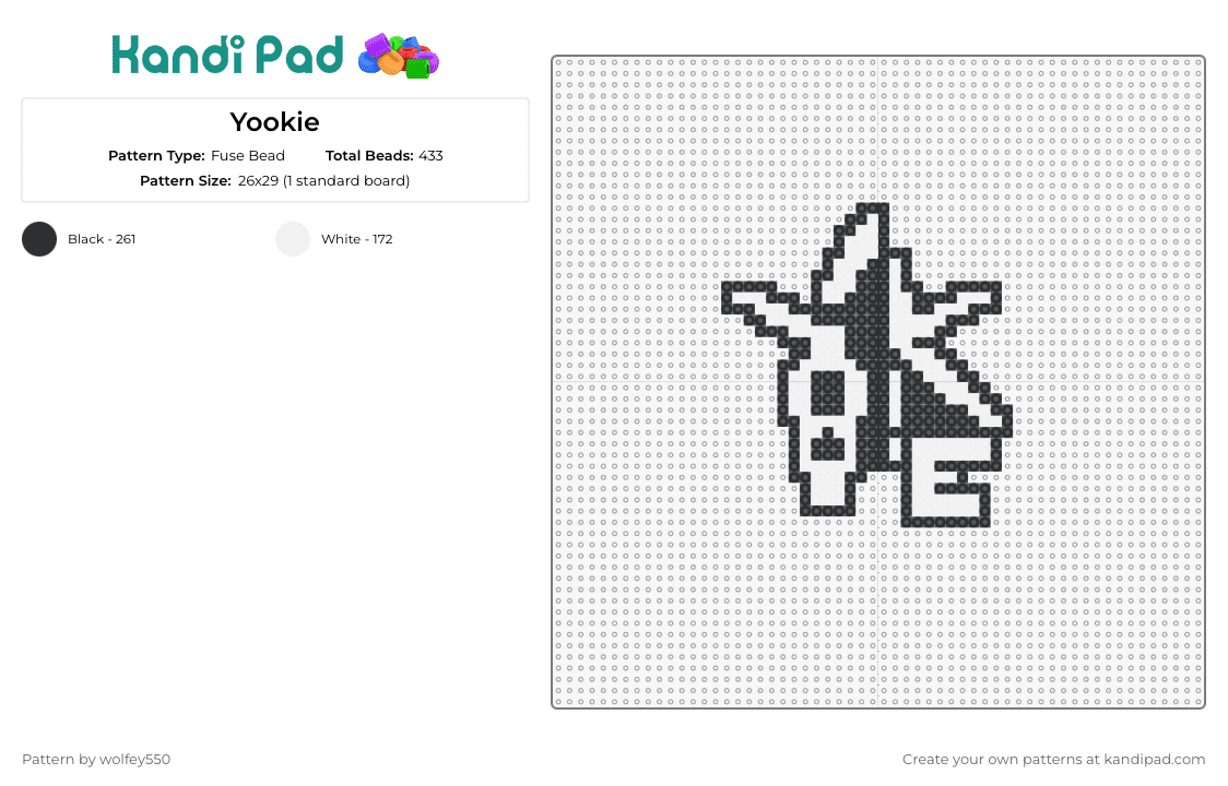 Yookie - Fuse Bead Pattern by wolfey550 on Kandi Pad - yookie,dj,edm,music,logo,rave,festival,black,white