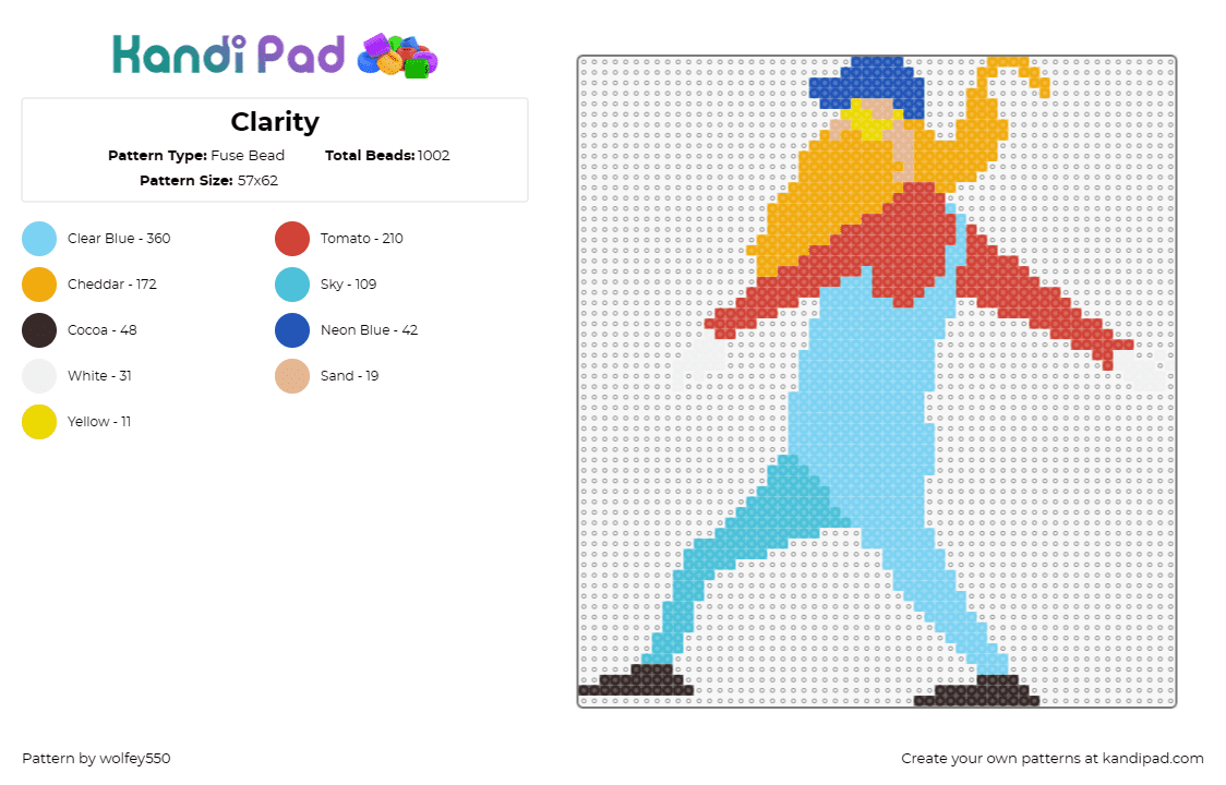 Clarity - Fuse Bead Pattern by wolfey550 on Kandi Pad - boogie t,gwn,ganja white night,beard,dj,music,edm,character,light blue,orange