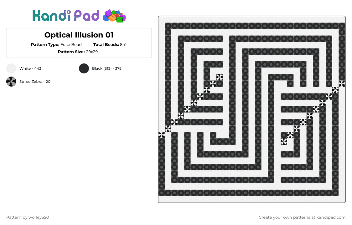 Optical Illusion 01 Fuse Bead Pattern - Kandi Pad | Kandi Patterns ...
