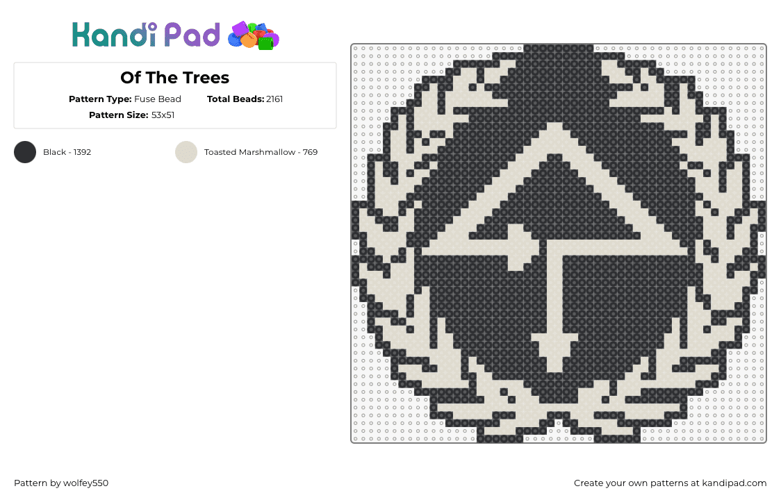 Of The Trees - Fuse Bead Pattern by wolfey550 on Kandi Pad - of the trees,music,edm,dj,emblem,laurels,purple,yellow