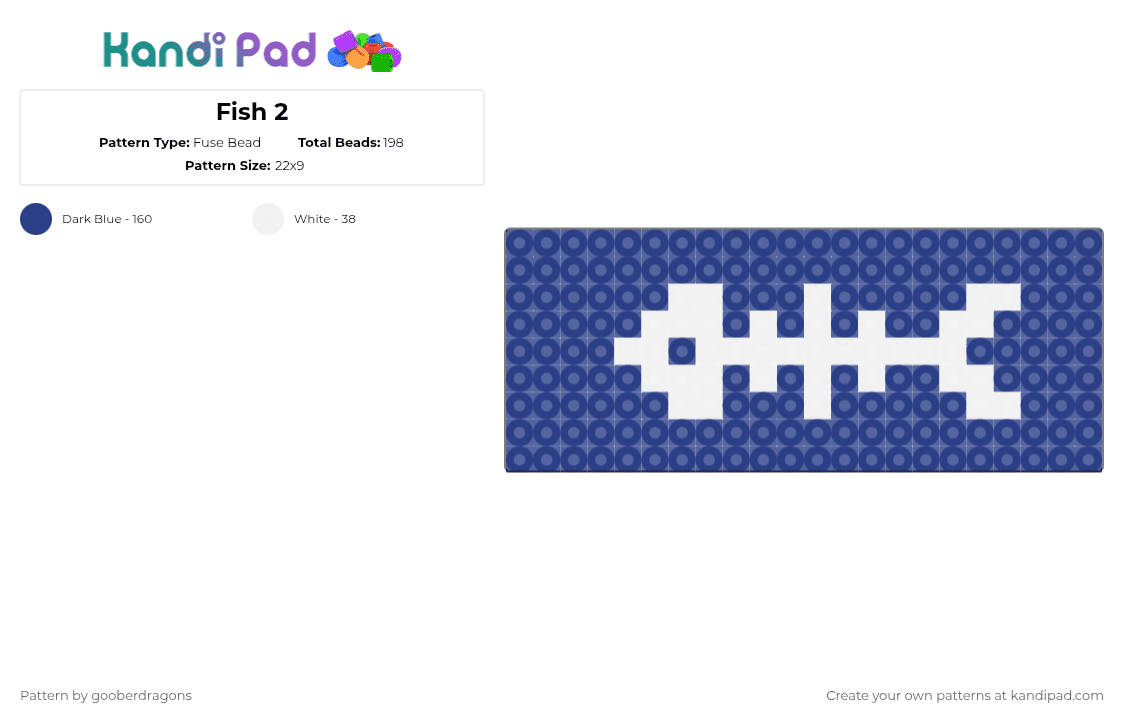 Fish 2 - Fuse Bead Pattern by gooberdragons on Kandi Pad - blue