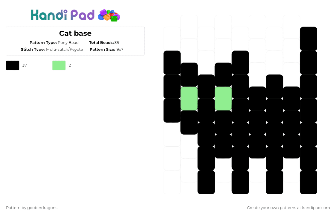 Cat base - Pony Bead Pattern by gooberdragons on Kandi Pad - black