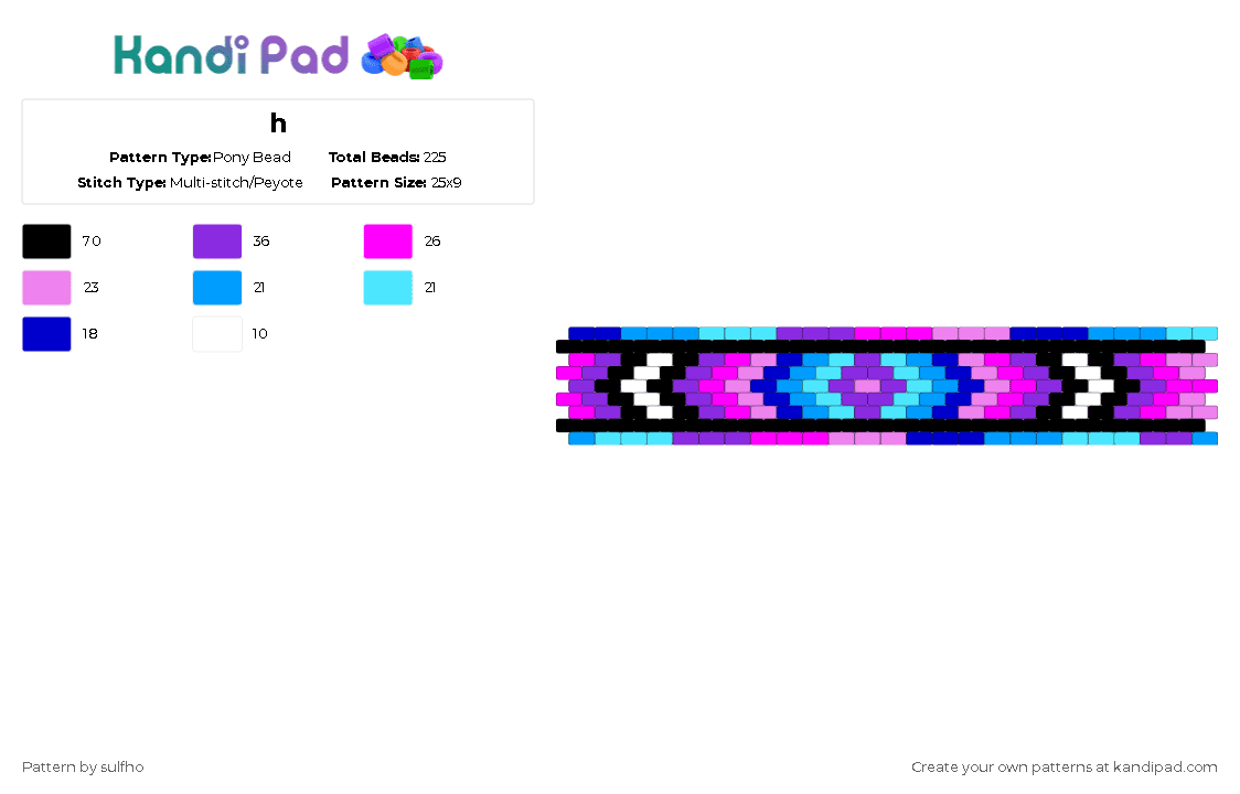 h - Pony Bead Pattern by sulfho on Kandi Pad - purple,pink