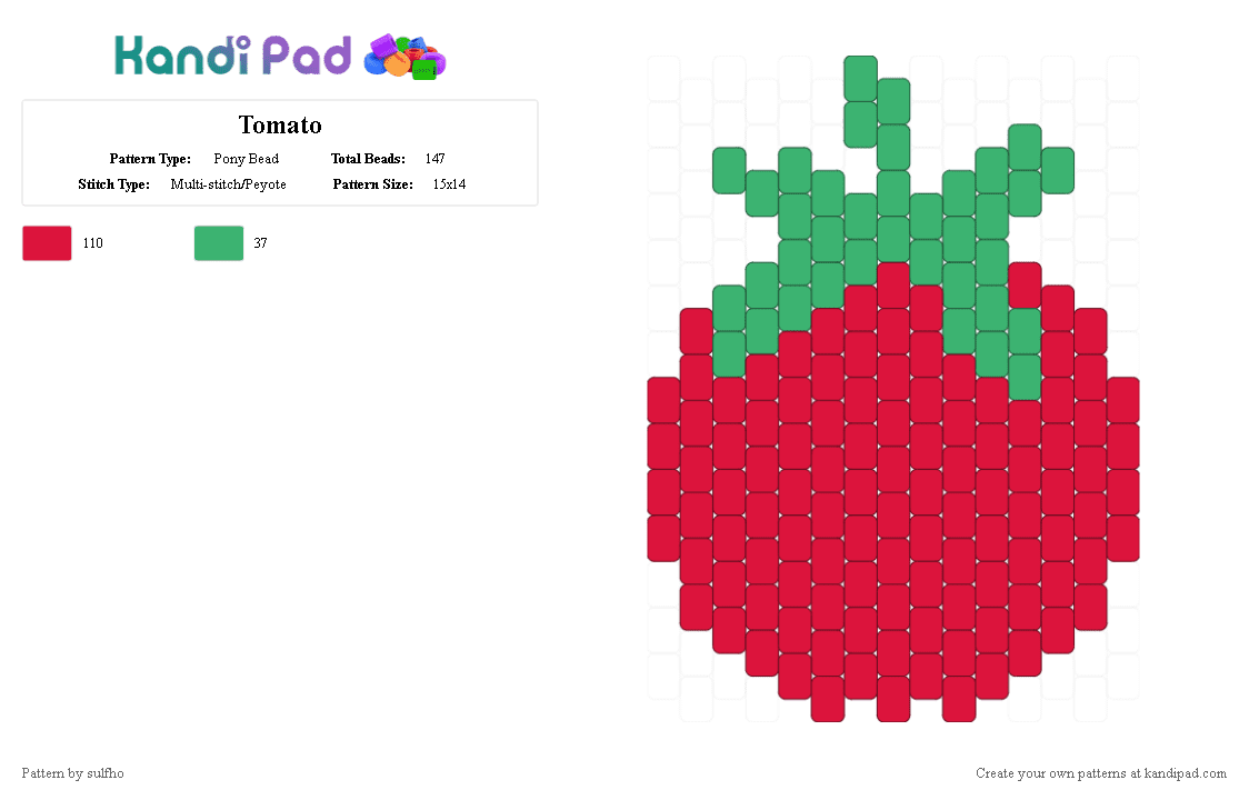 Tomato - Pony Bead Pattern by sulfho on Kandi Pad - red