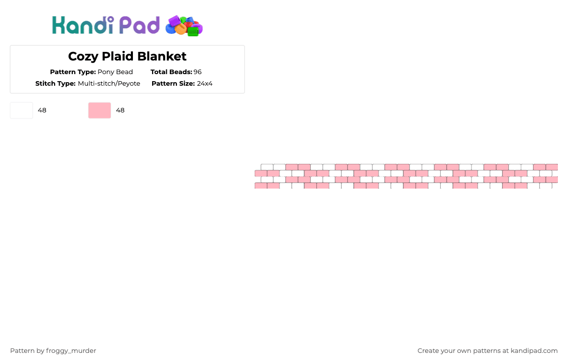 Cozy Plaid Blanket - Pony Bead Pattern by froggy_murder on Kandi Pad - white,pink,cotdcottagecore,cozy,picnic,blanket,strawberry,sweet