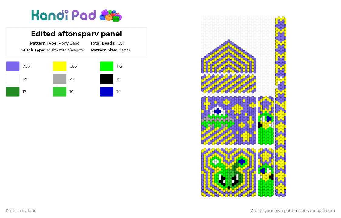 Edited aftonsparv panel - Pony Bead Pattern by lurie on Kandi Pad - yellow,blue