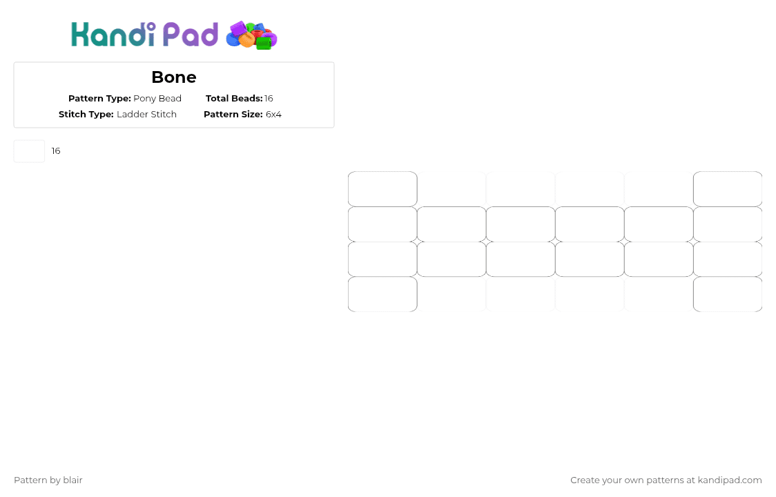 Bone - Pony Bead Pattern by blair on Kandi Pad - white