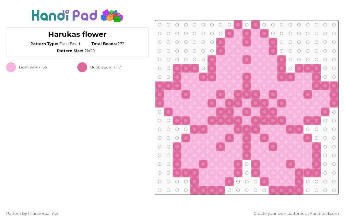 Harukas flower - Fuse Bead Pattern by bubbydubbly on Kandi Pad - pink
