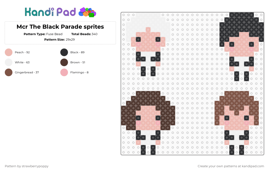 Small Mcr The Black Parade sprites - Fuse Bead Pattern by strawberrypoppy on Kandi Pad - beige