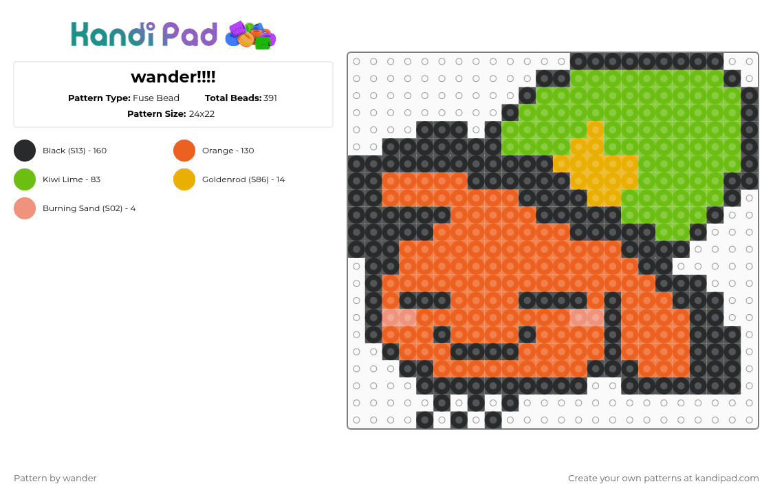 wander!!!! - Fuse Bead Pattern by wander on Kandi Pad - orange,green