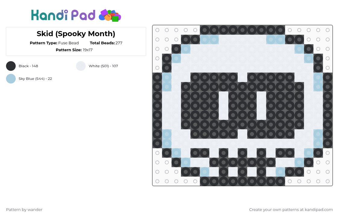 Skid (Spooky Month) - Fuse Bead Pattern by wander on Kandi Pad - 