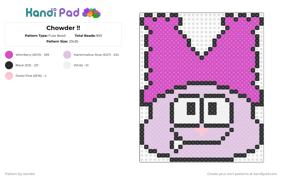 Chowder !! - Fuse Bead Pattern by wander on Kandi Pad - 