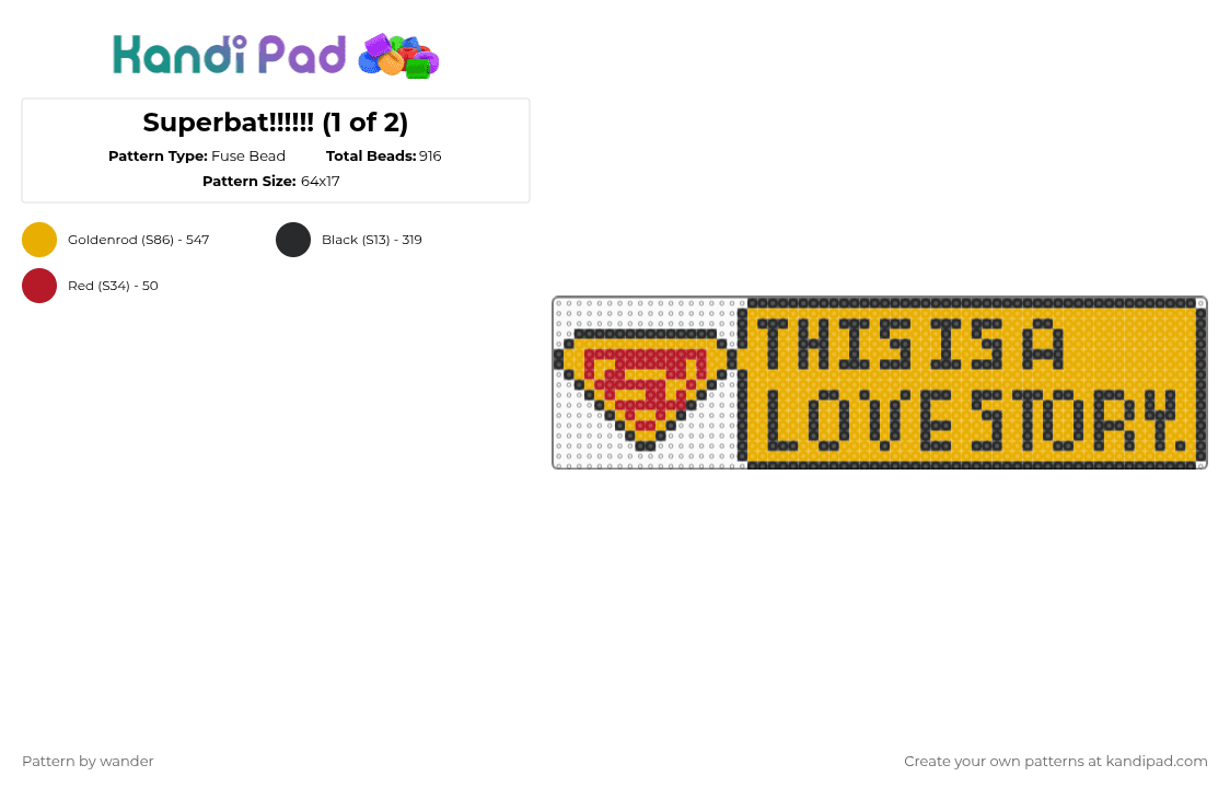 Superbat!!!!!! (1 of 2) - Fuse Bead Pattern by wander on Kandi Pad - orange