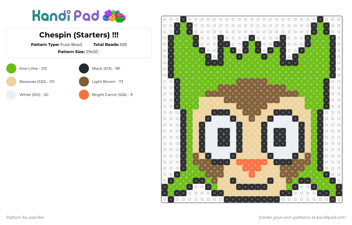 Chespin (Starters) !!! - Fuse Bead Pattern by wander on Kandi Pad - 