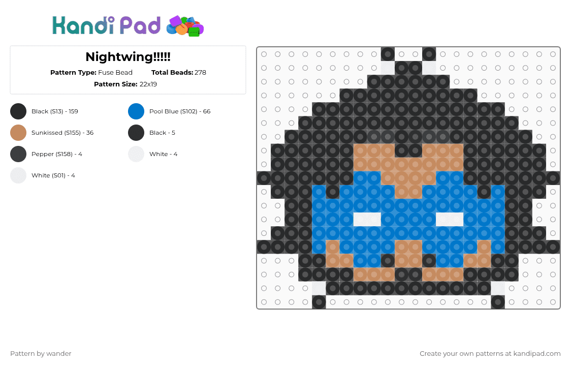 Nightwing!!!!! - Fuse Bead Pattern by wander on Kandi Pad - 