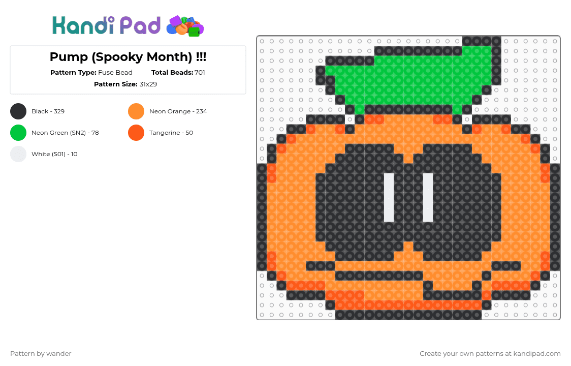Pump (Spooky Month) !!! - Fuse Bead Pattern by wander on Kandi Pad - 