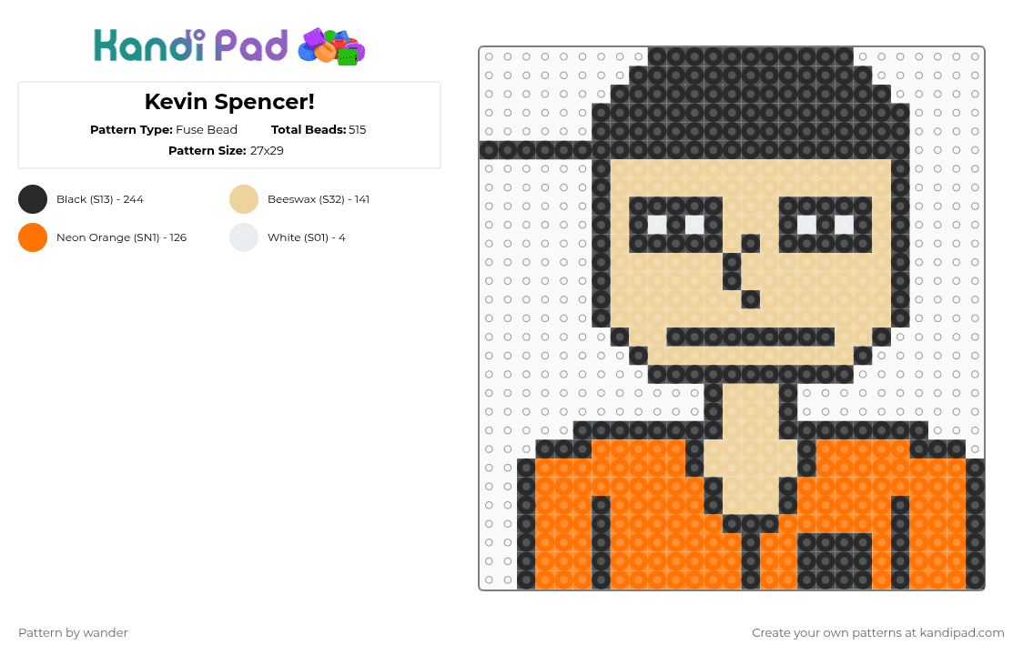 Kevin Spencer! - Fuse Bead Pattern by wander on Kandi Pad - beige,orange