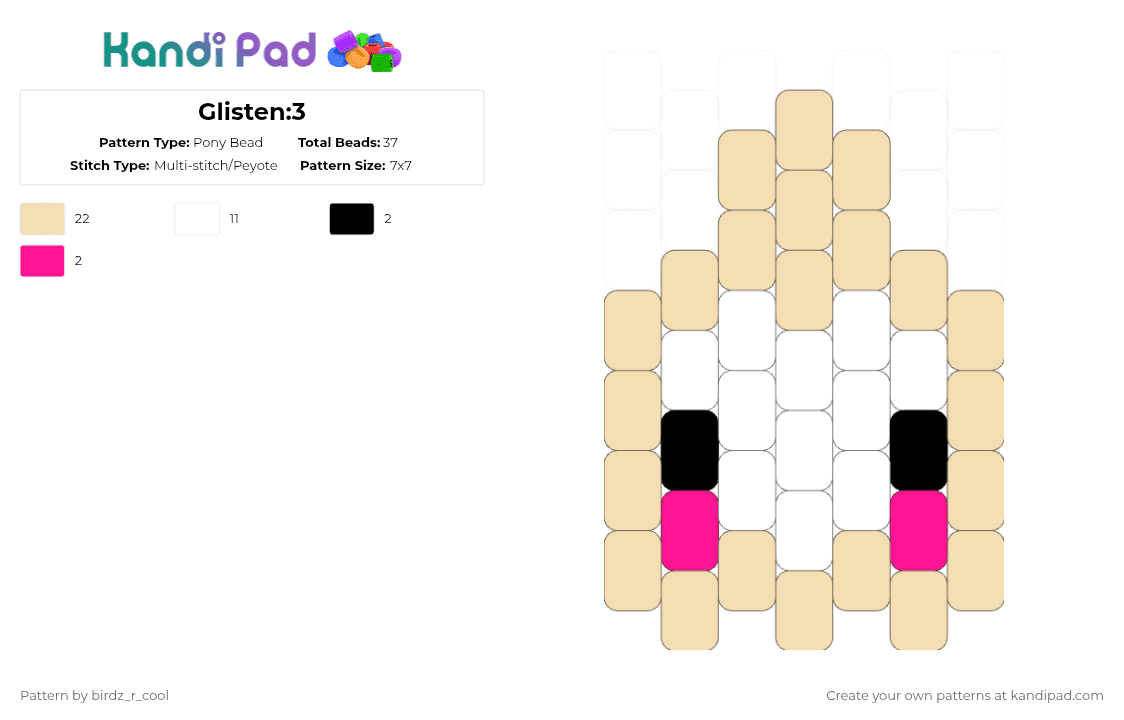 Glisten:3 - Pony Bead Pattern by birdz_r_cool on Kandi Pad - beige