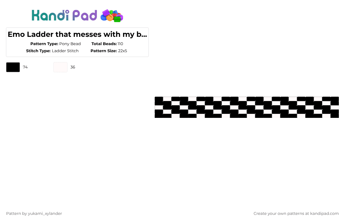 Emo Ladder that messes with my broccoli brain - Pony Bead Pattern by lukathebroccolikid on Kandi Pad - black,white