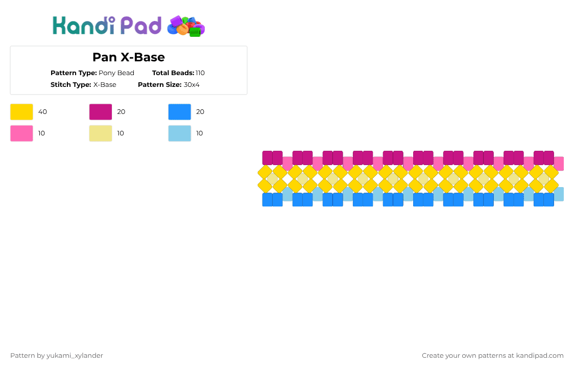 Pan X-Base - Pony Bead Pattern by lukathebroccolikid on Kandi Pad - yellow