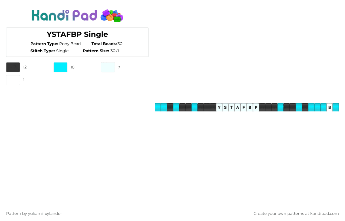 YSTAFBP Single - Pony Bead Pattern by lukathebroccolikid on Kandi Pad - white,light blue