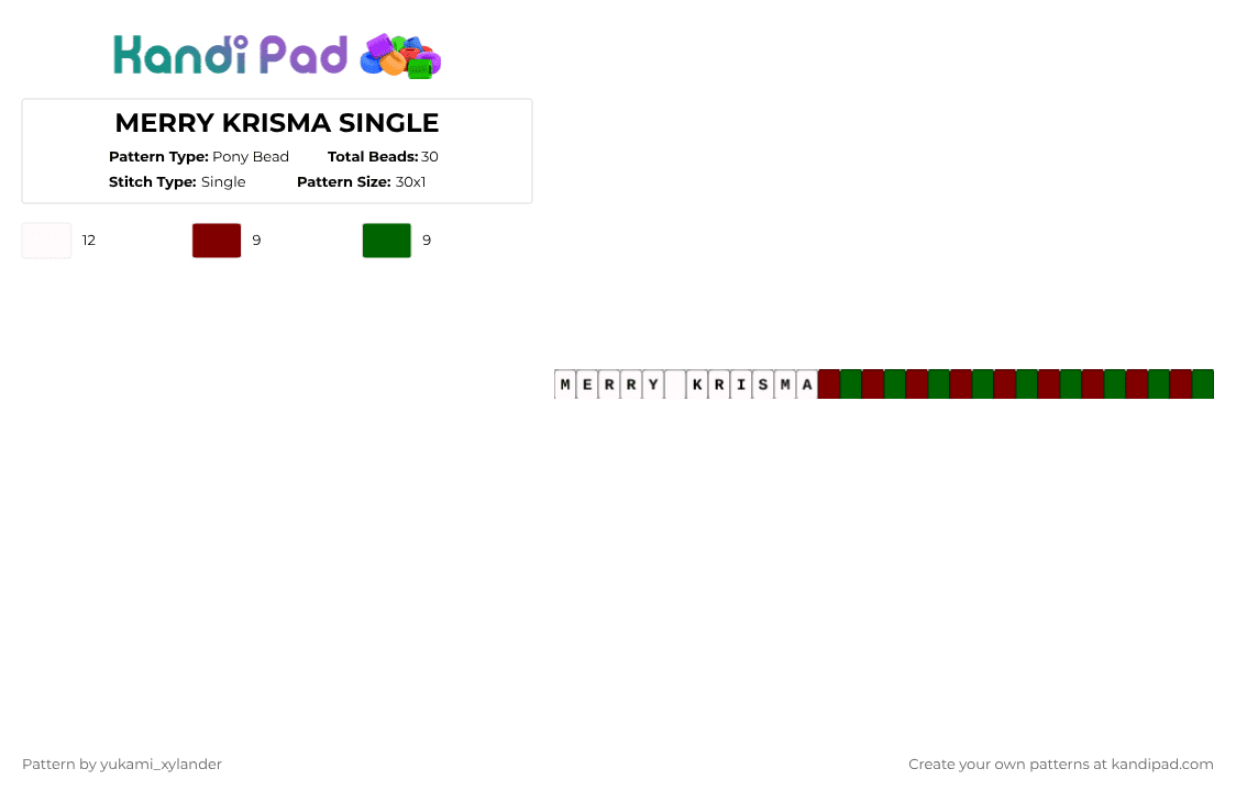 MERRY KRISMA SINGLE - Pony Bead Pattern by lukathebroccolikid on Kandi Pad - brown,green,cotdwinterwonderland