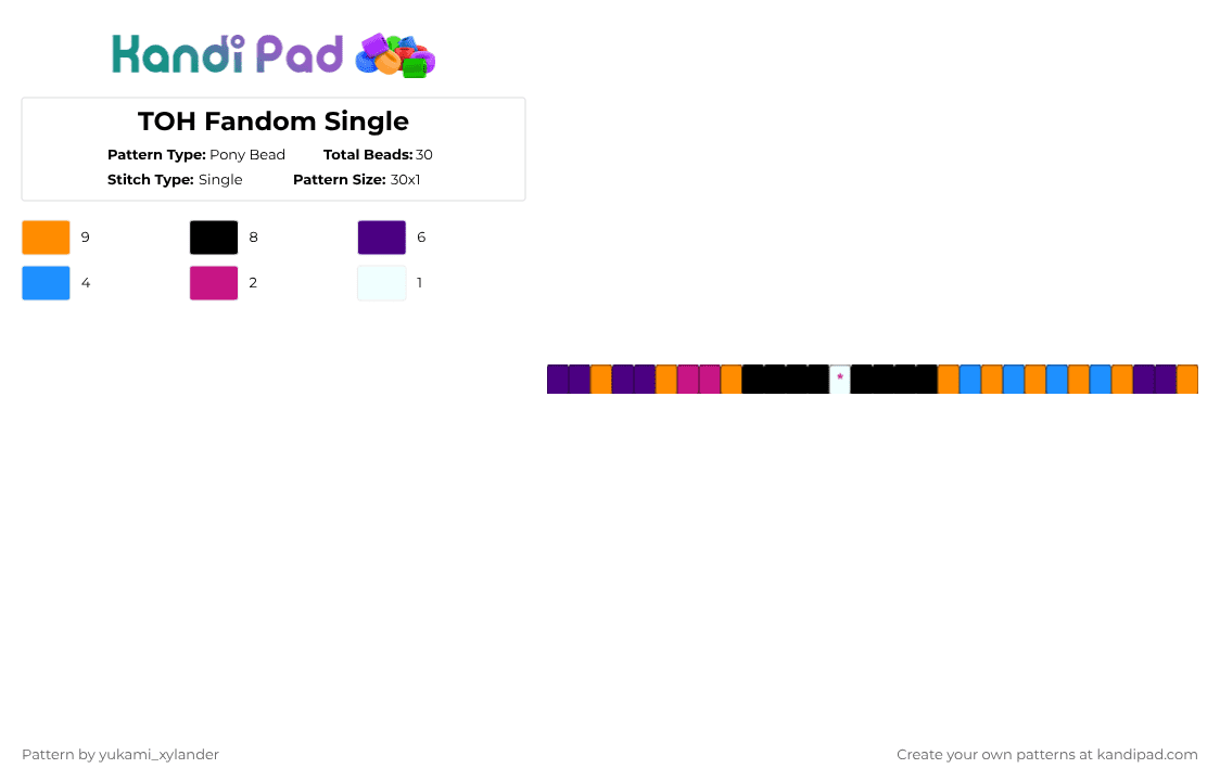 TOH Fandom Single - Pony Bead Pattern by lukathebroccolikid on Kandi Pad - orange,purple