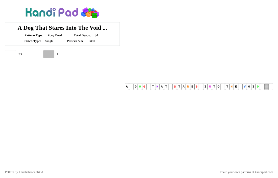 A Dog That Stares Into The Void Single - Pony Bead Pattern by lukathebroccolikid on Kandi Pad - white