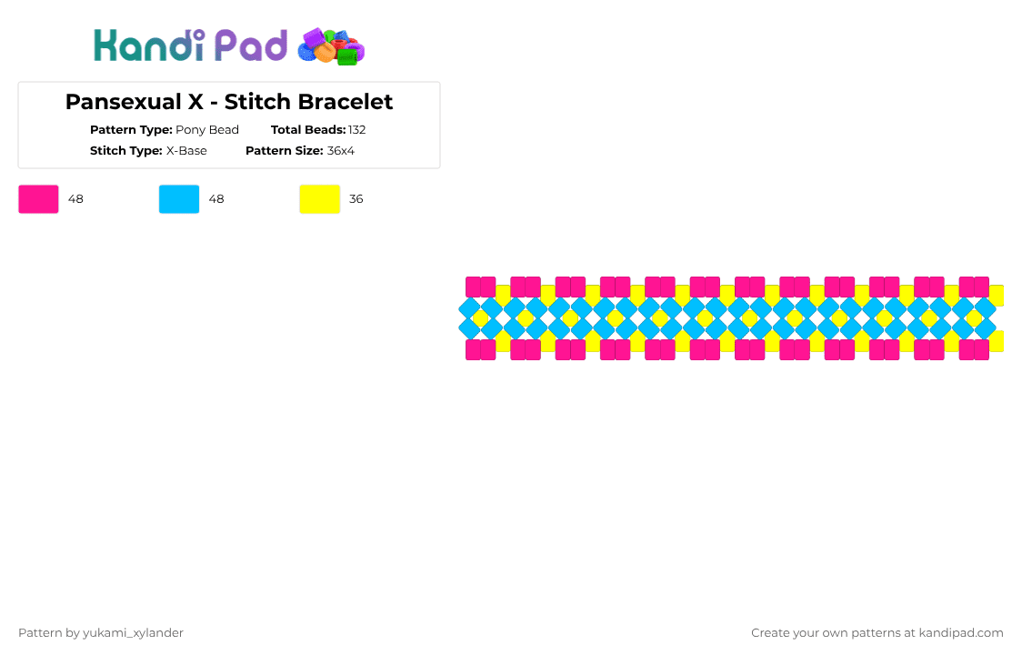 Pansexual X - Stitch Bracelet - Pony Bead Pattern by lukathebroccolikid on Kandi Pad - pink,light blue