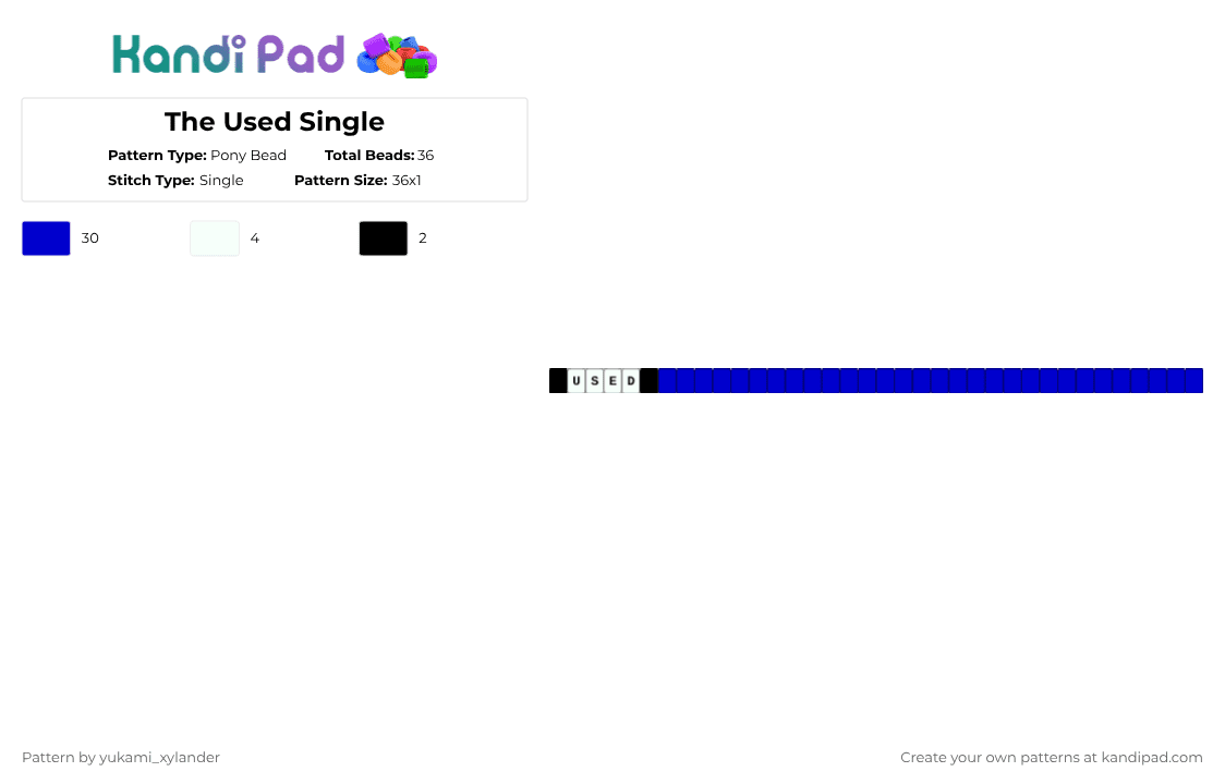 The Used Single - Pony Bead Pattern by lukathebroccolikid on Kandi Pad - purple