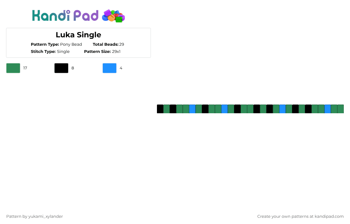 Luka Single - Pony Bead Pattern by lukathebroccolikid on Kandi Pad - green