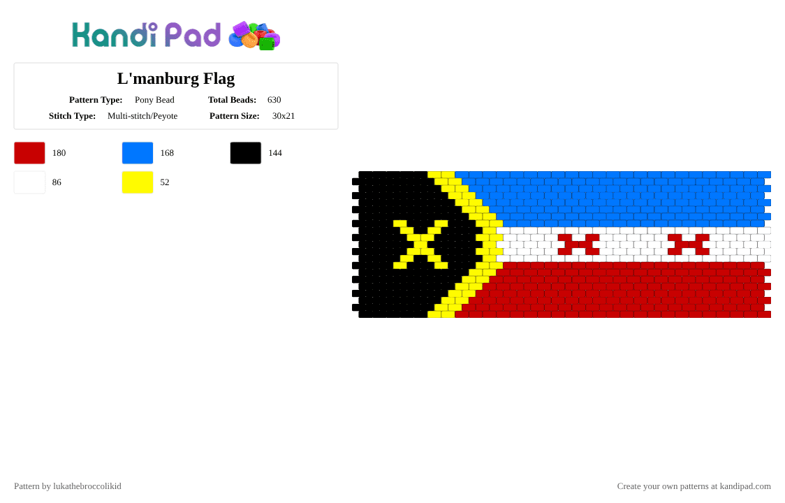 L\'manburg Flag - Pony Bead Pattern by lukathebroccolikid on Kandi Pad - blue,red