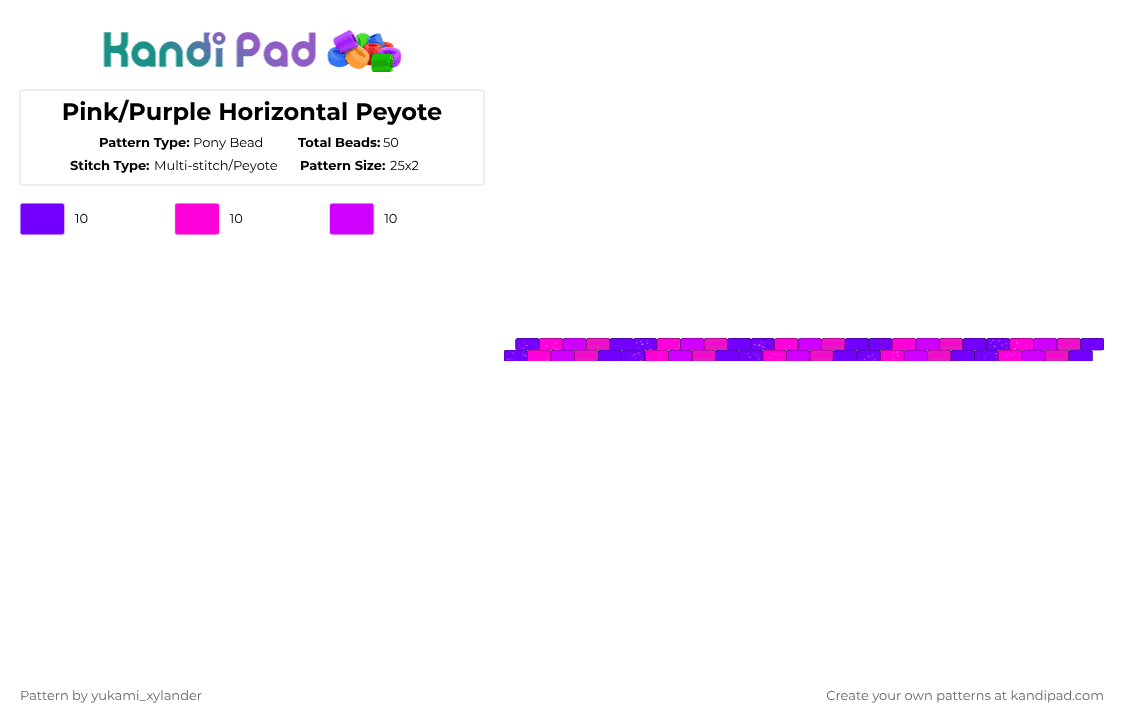 Pink/Purple Horizontal Peyote - Pony Bead Pattern by lukathebroccolikid on Kandi Pad - purple,pink