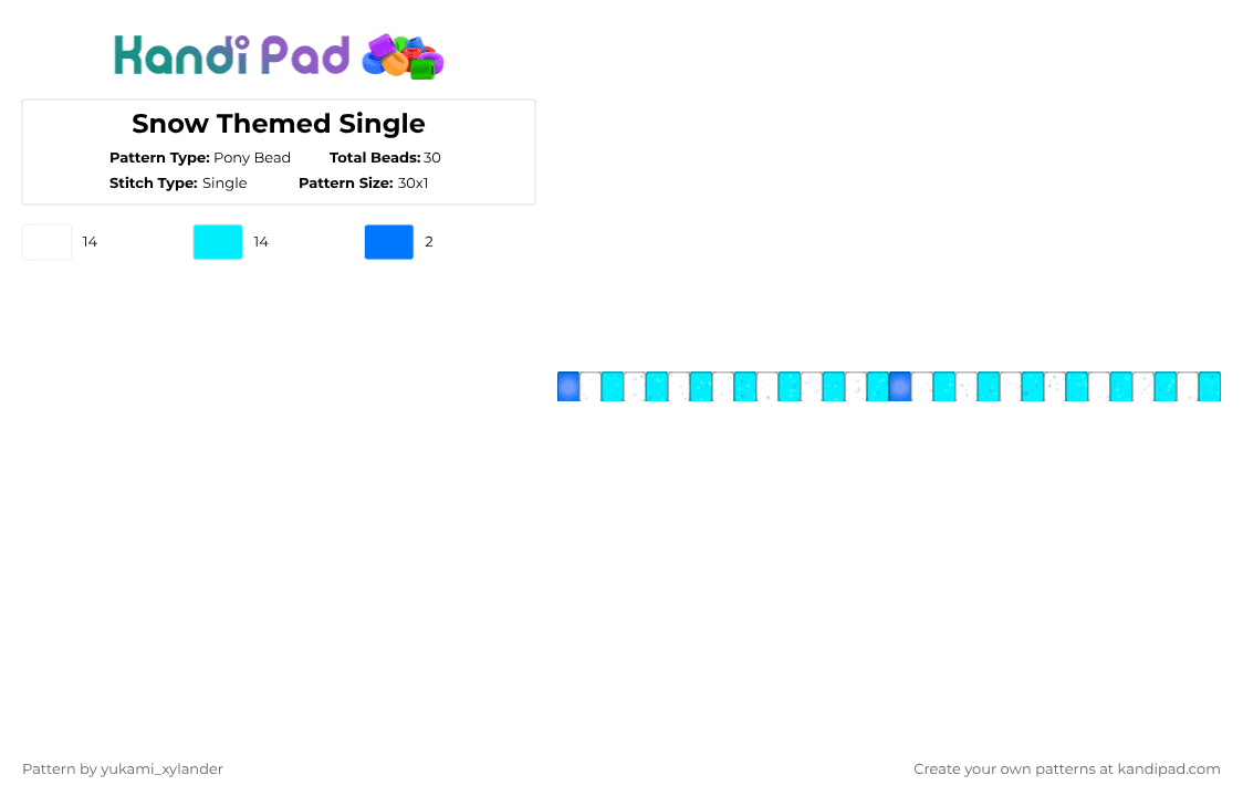Snow Themed Single - Pony Bead Pattern by lukathebroccolikid on Kandi Pad - 