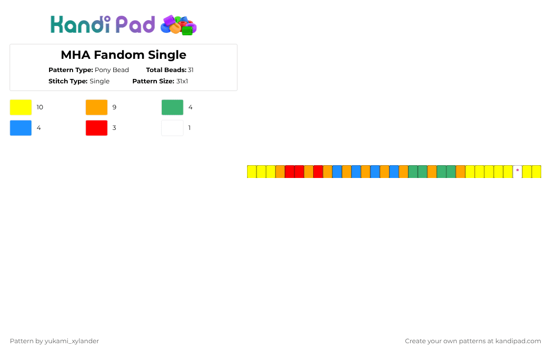 MHA Fandom Single - Pony Bead Pattern by lukathebroccolikid on Kandi Pad - yellow,orange