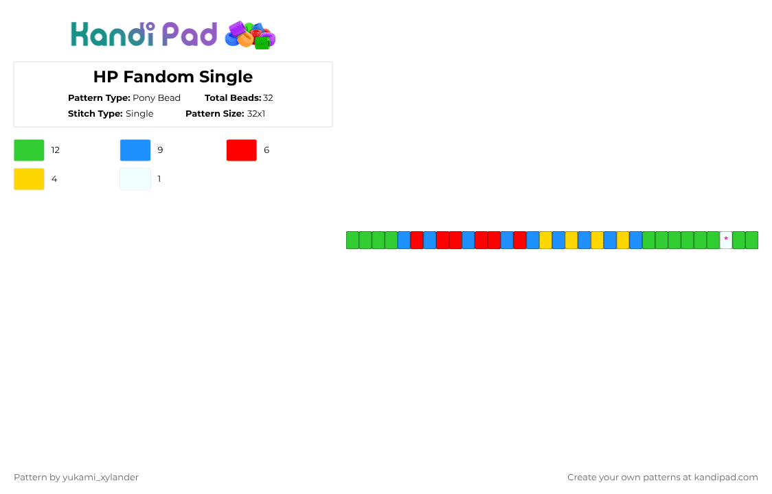 HP Fandom Single - Pony Bead Pattern by lukathebroccolikid on Kandi Pad - light blue,green