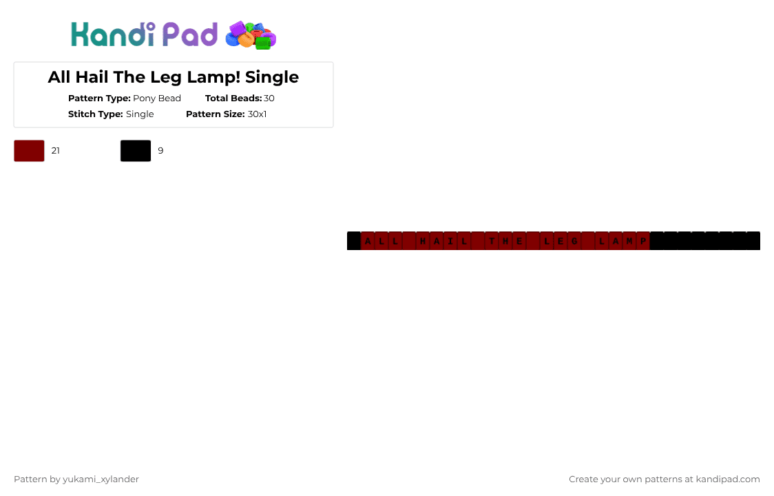 All Hail The Leg Lamp! Single - Pony Bead Pattern by lukathebroccolikid on Kandi Pad - brown,black,cotdwinterwonderland