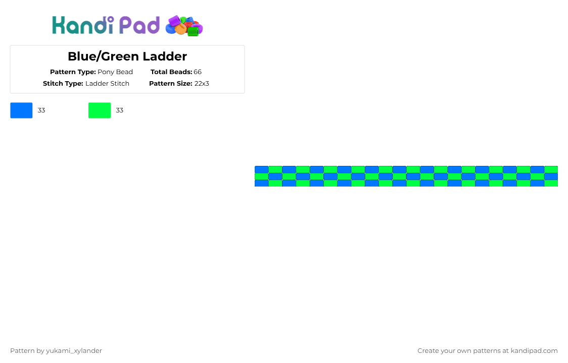 Blue/Green Ladder - Pony Bead Pattern by lukathebroccolikid on Kandi Pad - blue,green