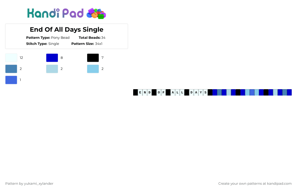 End Of All Days Single - Pony Bead Pattern by lukathebroccolikid on Kandi Pad - purple