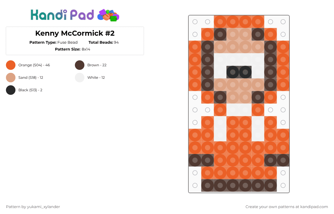 Kenny McCormick #2 - Fuse Bead Pattern by lukathebroccolikid on Kandi Pad - orange